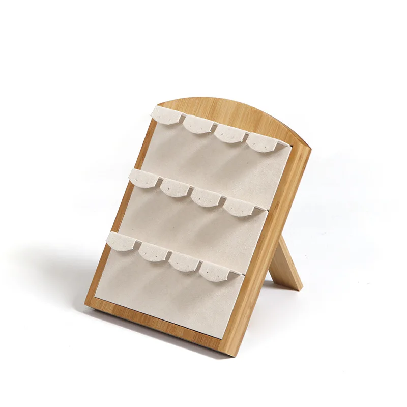 Bamboo Velvet Earrings Display Stand Holder Showcase Ear Stud Earring Holder Jewelry Organizer Jewelry Display Window Display