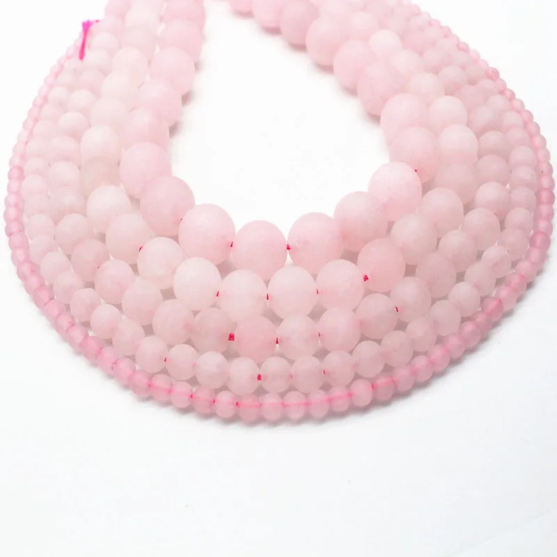 Круглые бусины из натурального розового кварца для изготовления ювелирных