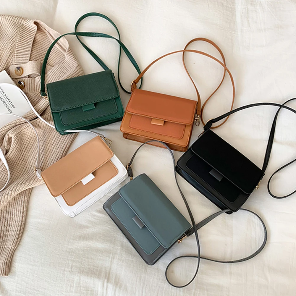 

Vintage Messenger Bag for Women PU Leather Handbags Female Small Square Shoulder Bag Ladies Crossbody Bags