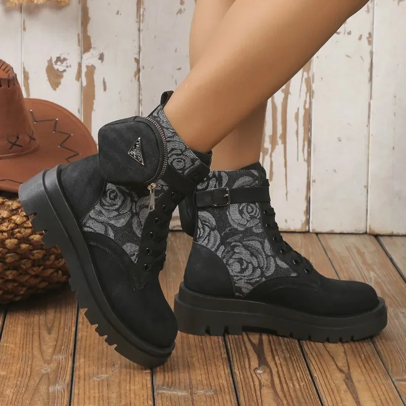 

Женские дизайнерские ботинки на платформе, Осень-зима 2023, новые модные мотоциклетные короткие ботинки, женские кожаные оксфорды на шнуровке