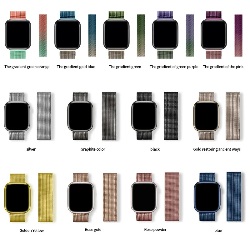 Stainless Steel Strap for Apple Watch Series 8 7 45mm Metal Wristband Magnetic Bracelet for Iwatch SE 6 5 3 44 41 40 42 38mm