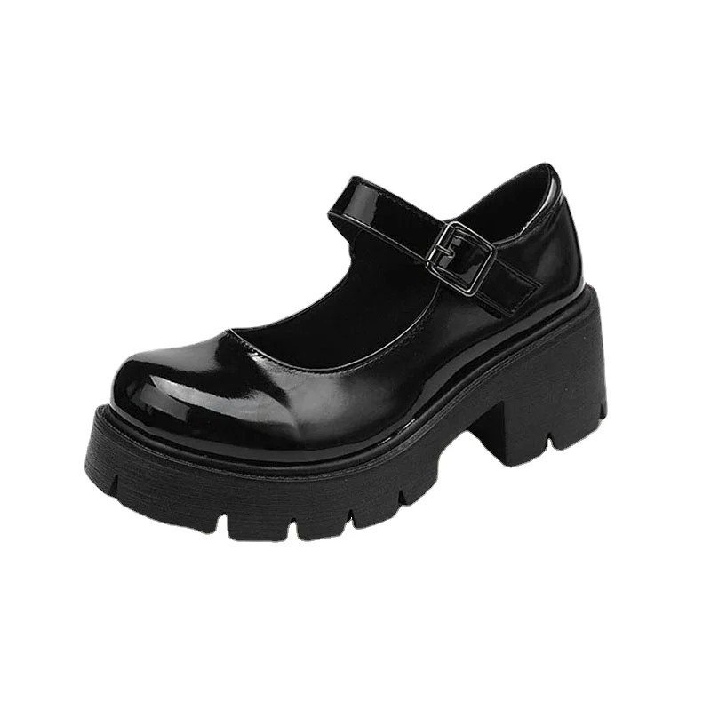 Lolita shoes on heels platform shoes Women's shoes Japanese Style Mary Janes Vintage Girls High Heel College Student shoes 42