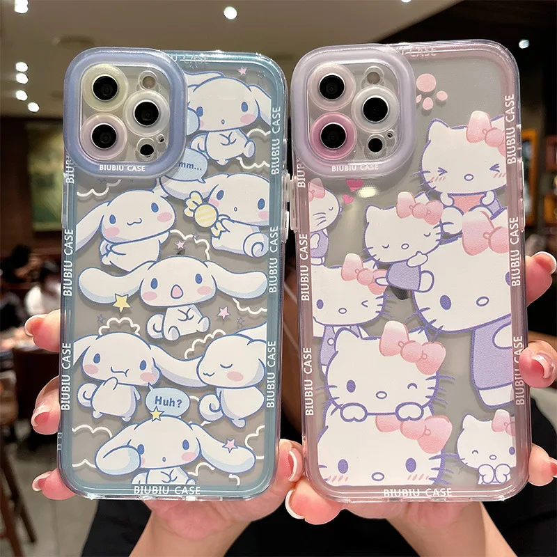 Милый прозрачный силиконовый защитный чехол с рисунком Hello Kitty Cinnamorol Iphone13/11/12Promax/xs