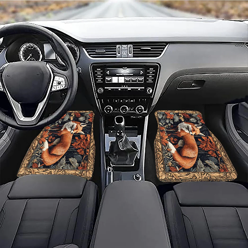Автомобильные коврики HKStorage Fox & Autumn Leaves — нескользящие, прочные, с основанием, всепогодные, подходят для автомобилей, грузовиков, внедорожников — Fox Design I (art.: 3920d3f6b8dac) - 3920d3f6b8dac