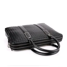 2022 New Cow Genuine Leather Men Briefcase Bag Weave Business Handbag Laptop Shoulder Bags Tote Computer Natural Skin Designer