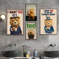 teddy bear funny anime posters retro kraft paper sticker diy room bar cafe vintage decorative painting