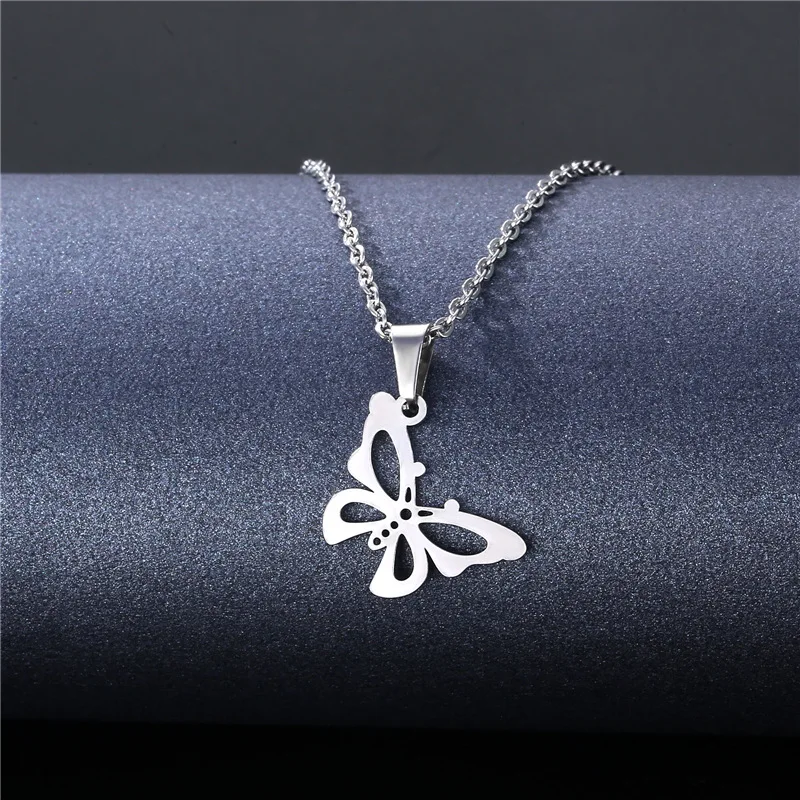 

Stainless Steel Necklace For Women Man Hollow Butterfly Choker Pendant Necklace Gift Engagement Jewelry
