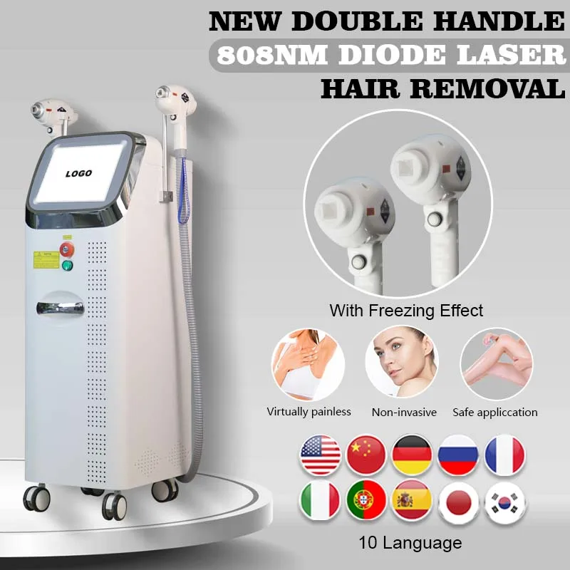 

Hot Selling Double Handles Laser Depilation Machine Hair Removal 808nm Diode Laser Permanent Hair Removal for All Skin