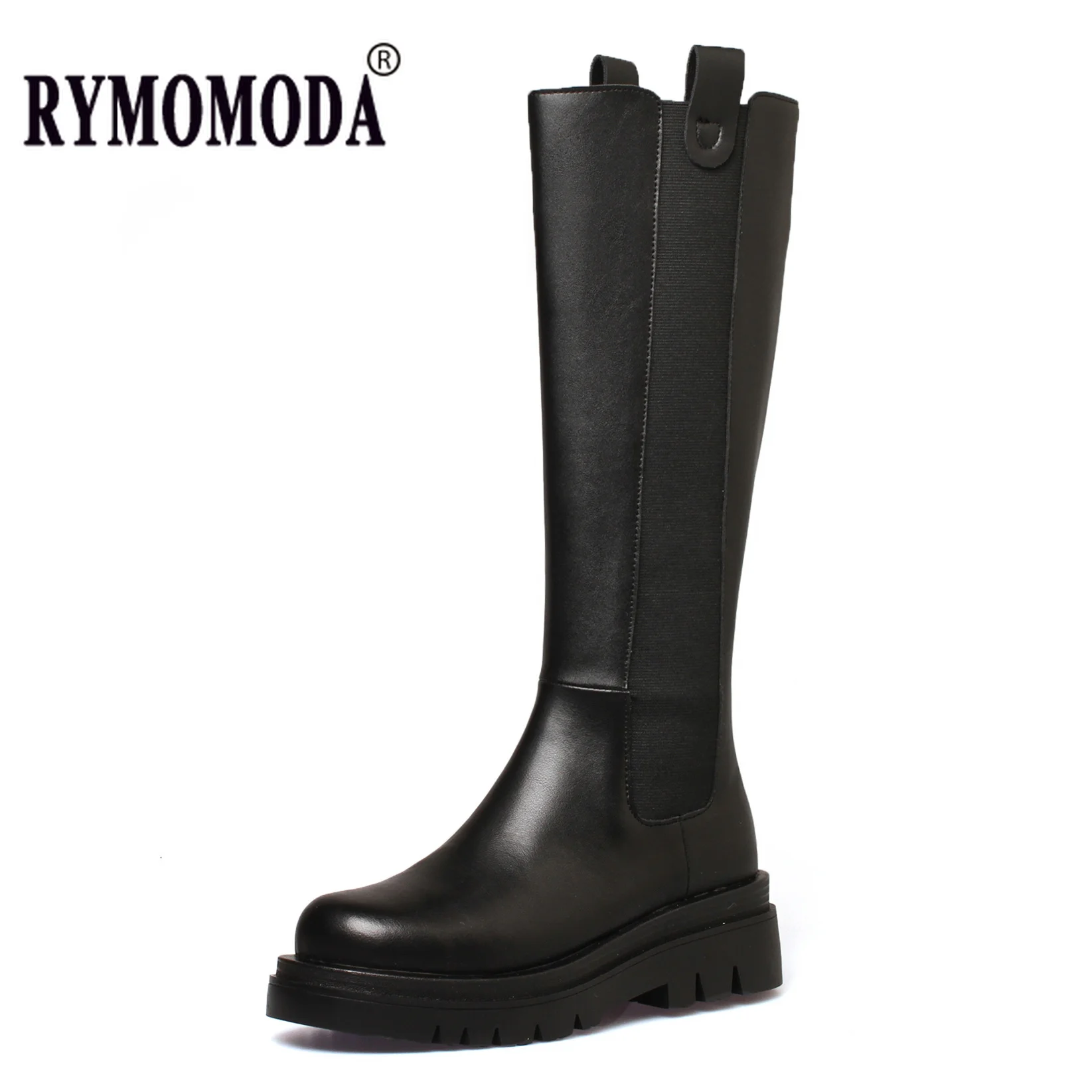 

Женские сапоги Челси до колена, черные сапоги с застежкой-молнией и широким каблуком, зимняя обувь больших размеров 44