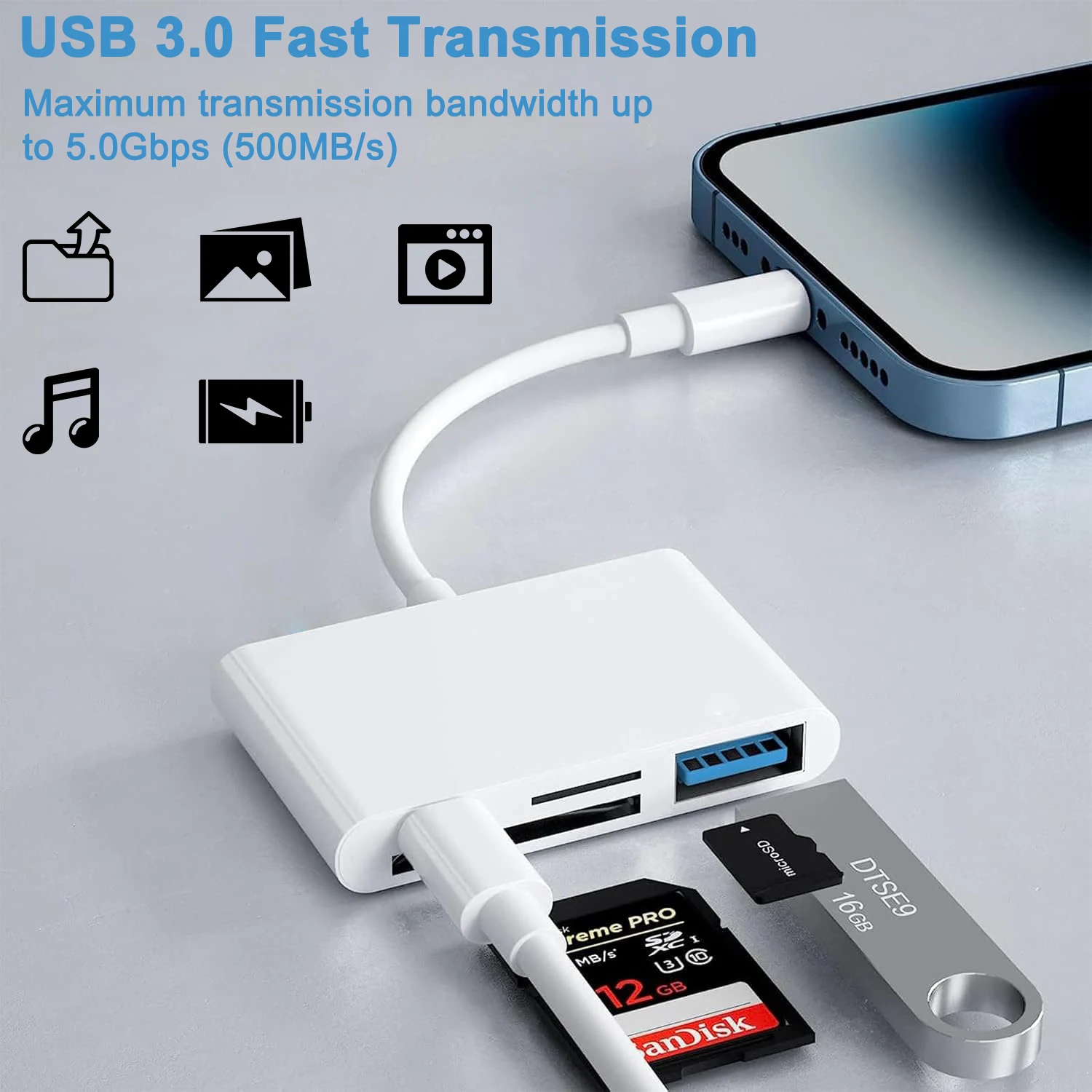 Устройство чтения карт USB OTG 4 в 1 совместимое с SD/TF-картой память камеры для iPhone