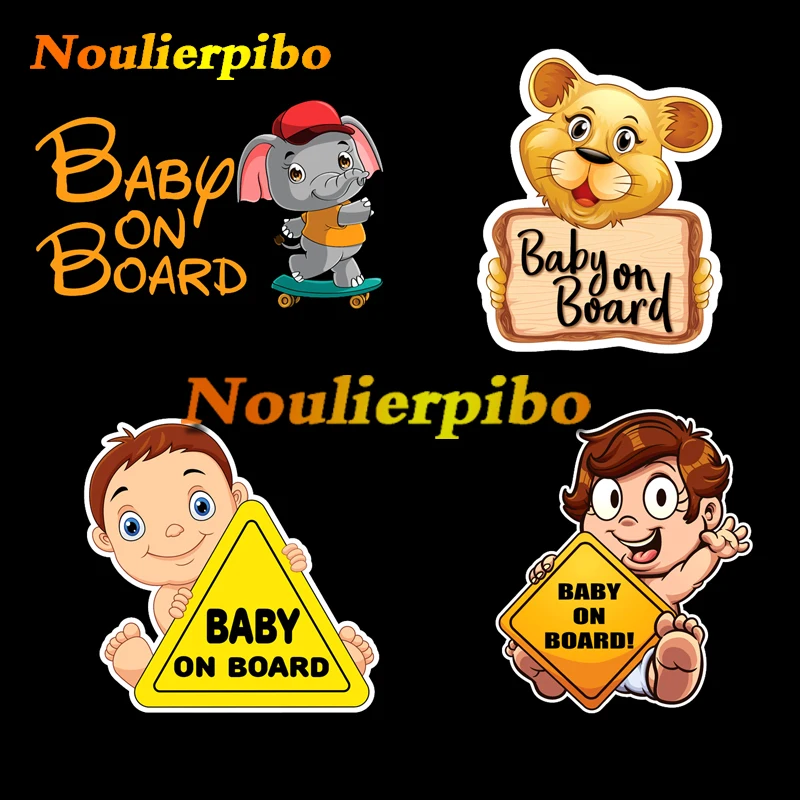 

Cartoon Animals Stickers Baby on Board Car Stickers Car Body Decorations Bumpers Window Trunk Mirrors Decals PVC Decals