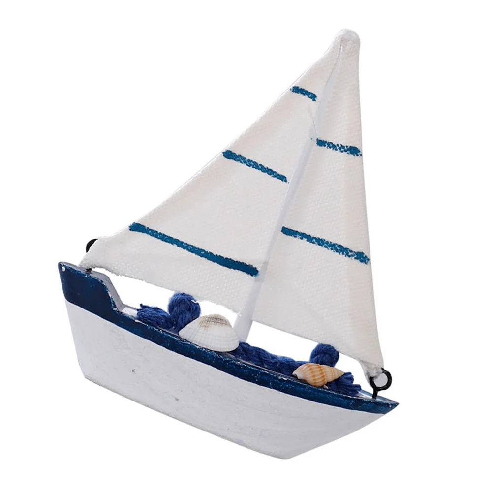 

1PC Wood Sailboat Decoration Sailboat Model Mediterranean Style Wooden Table Stuff Car Ornament Craft