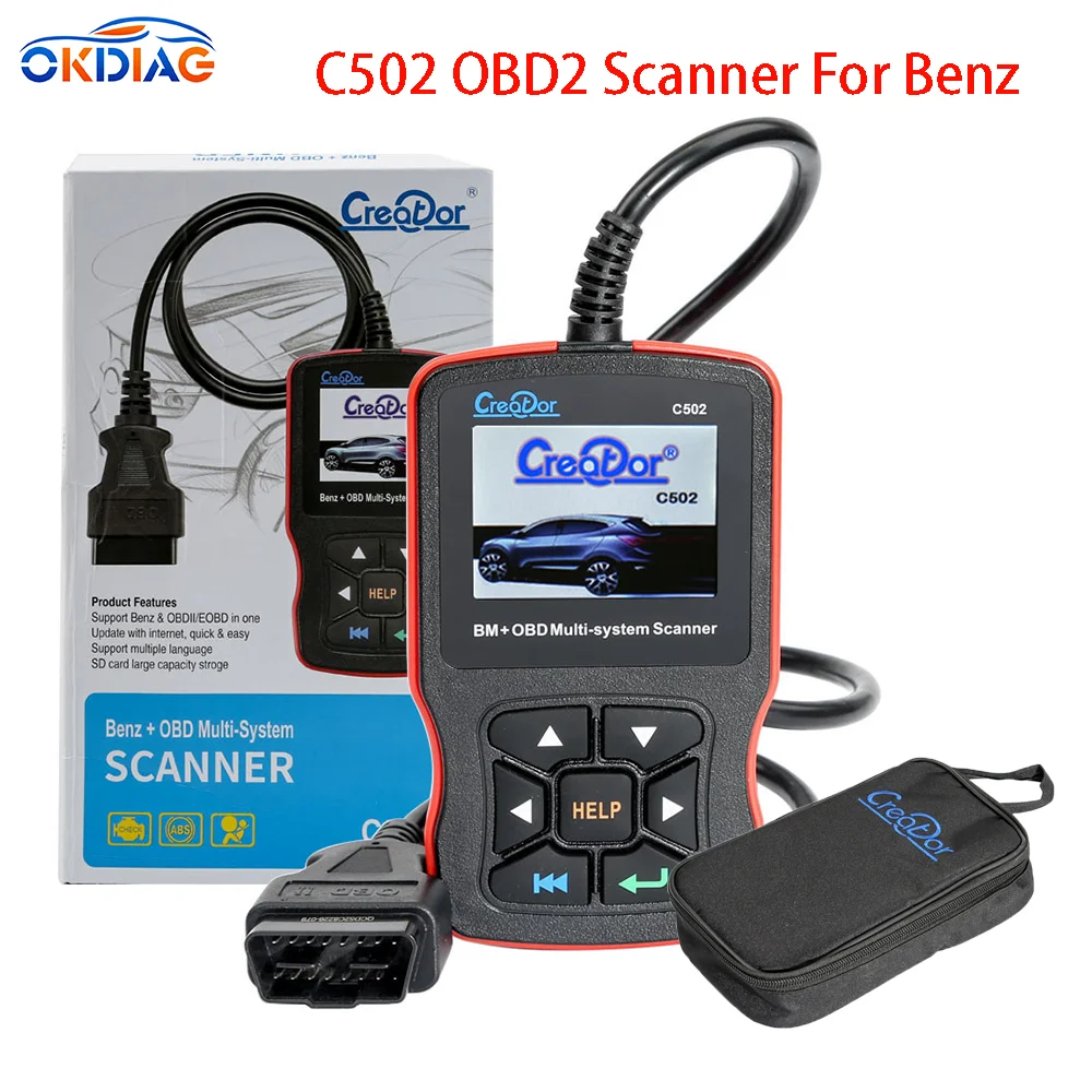 OKDIAG CREATOR C502 OBD2 Scanner For Benz OBDII Engine Code Reader 38 Pin obd2 For Benz Full System Car Diagnostic Tool Reader