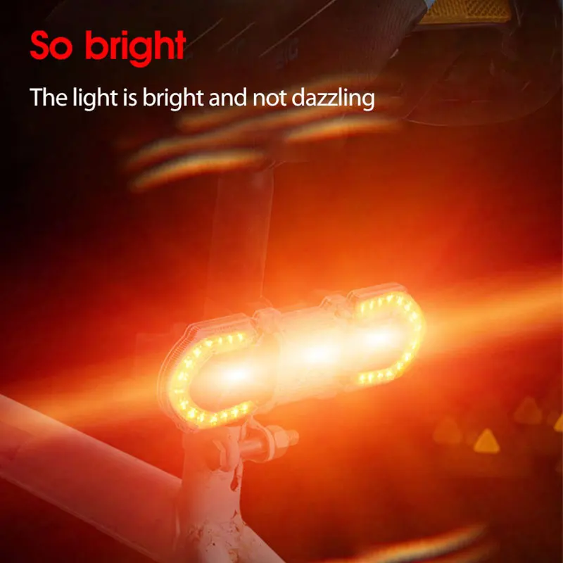 

Waterproof Front Rear Safety Warning Light Wireless Control Bike Turn Signal Light USB Rechargeable Tail Light