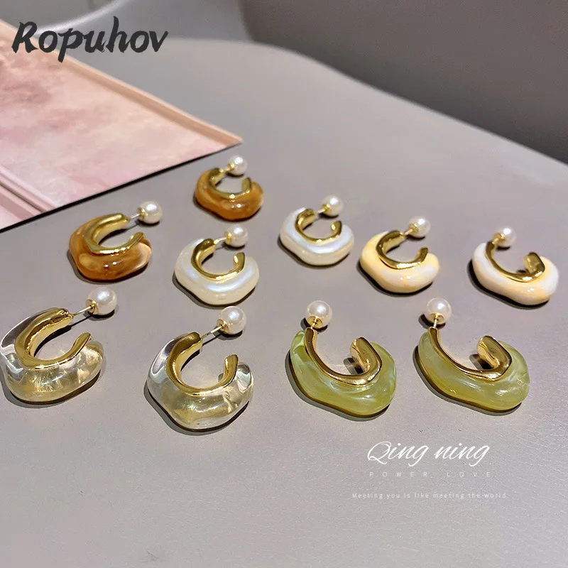 Ropuhov 2022 новые женские серьги из серебра 925 пробы корейская мода жемчужные буквы