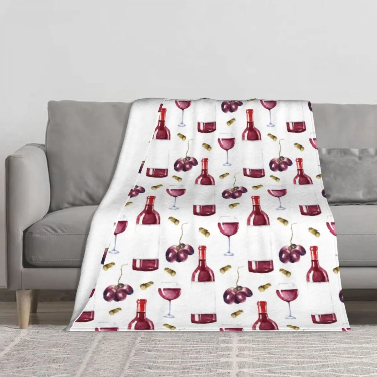 

Мягкое толстое одеяло с рисунком красного вина