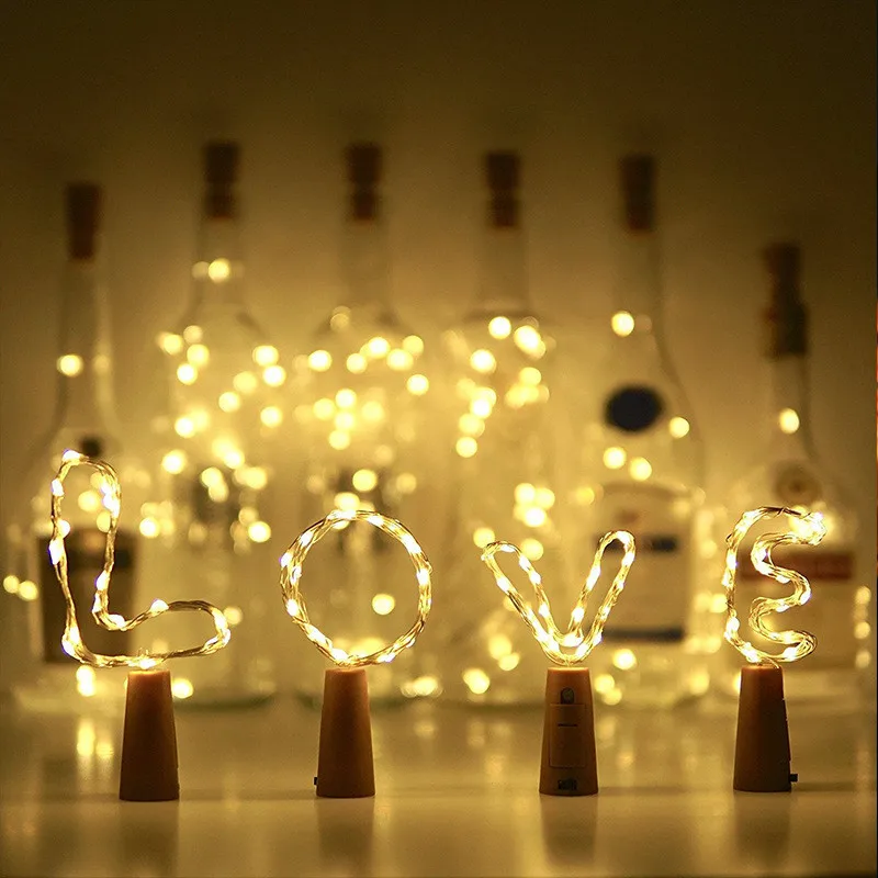 

Wedding Decoration Wine Bottle Light with Cork Fairy Light LED 10pcs for Liquor Bottles Crafts 2M Party Copper Wire String Light