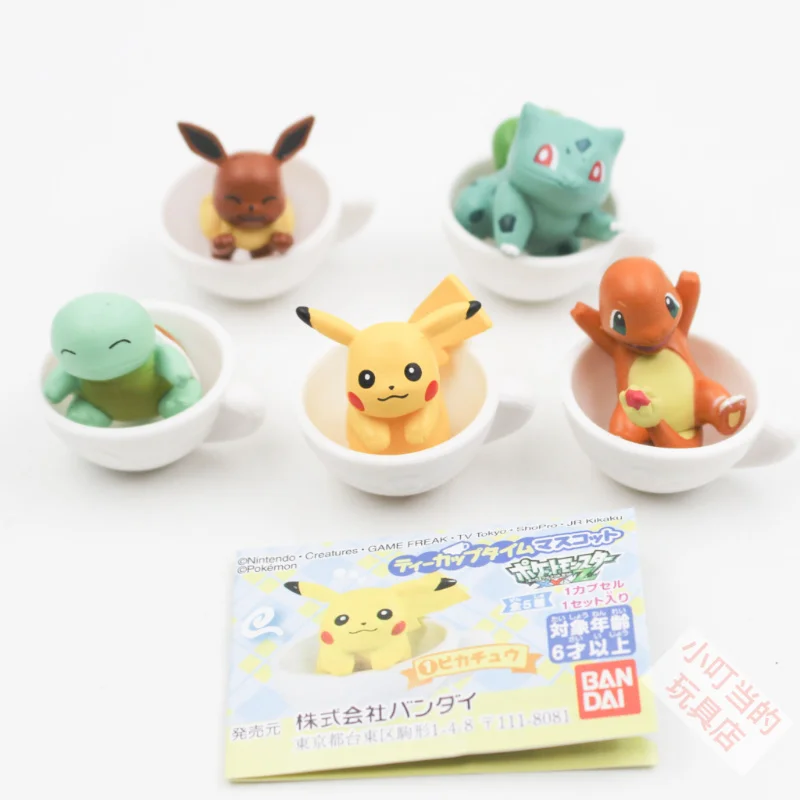 

Pokemon Gashapon Cup Pikachu Bulbasaur Charmander Squirtle Eevee Doll Gifts Toy Model Anime Figures Collect Ornaments