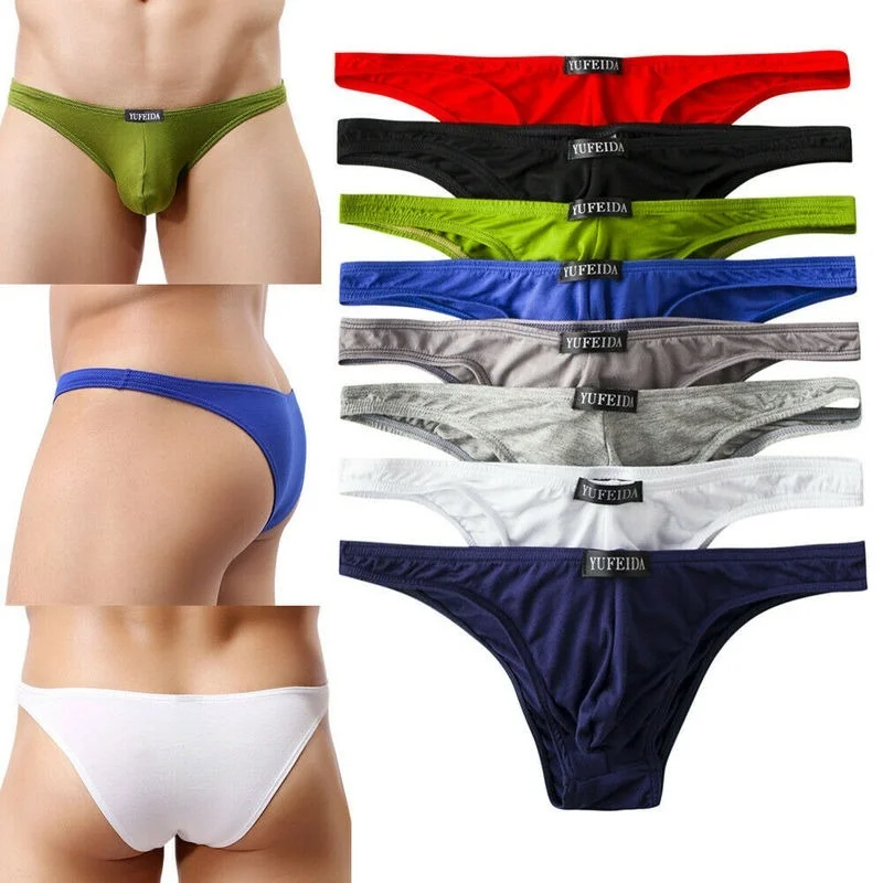 YUFEIDA 4/6/8pcs Men's Sexy Underwear Briefs Solid Color Soft Low Waist Brief Underpant Male Gay Penis Pouch Bikini Thongs Panty