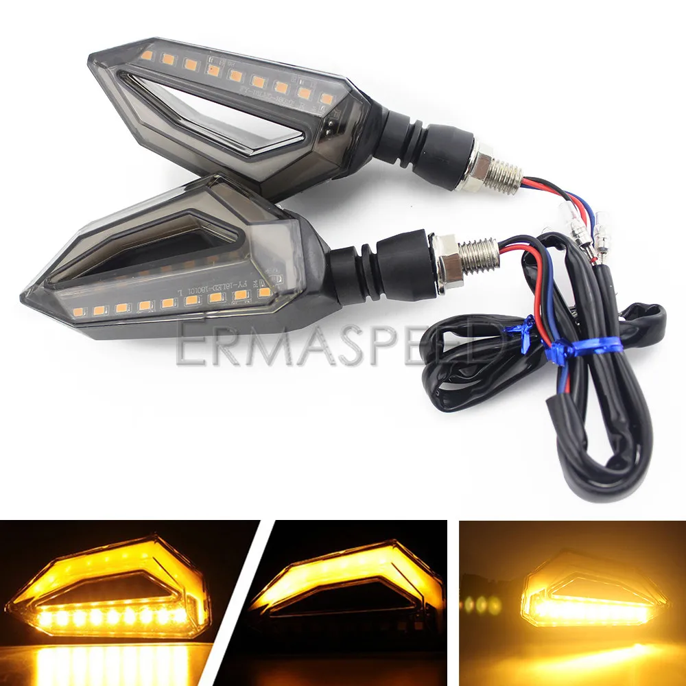 

Гибкие светодиодный указатели поворота для мотоцикла, передние и задние индикаторы, универсальные фонари янтарного и красного цвета для мотоцикла, внедорожного скутера, 12 В