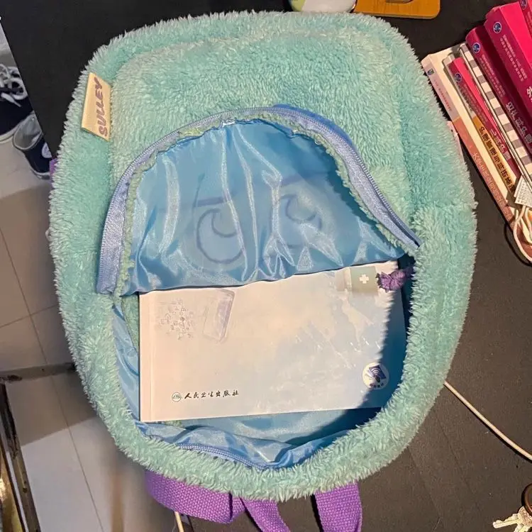 Disney Three-eyed Winnie The Pooh Student Lamb Hair Waterproof Large-capacity Adjustable School Bag Cute Cartoon Zipper Backpack