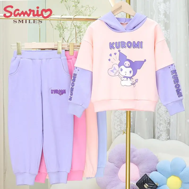 

Sanrio/детский хлопковый комплект унисекс с капюшоном koomi Y2K, комплект со свитером с героями мультфильмов «My Melody Cinnamoroll», милый спортивный комплект для улицы, подарок для девочки
