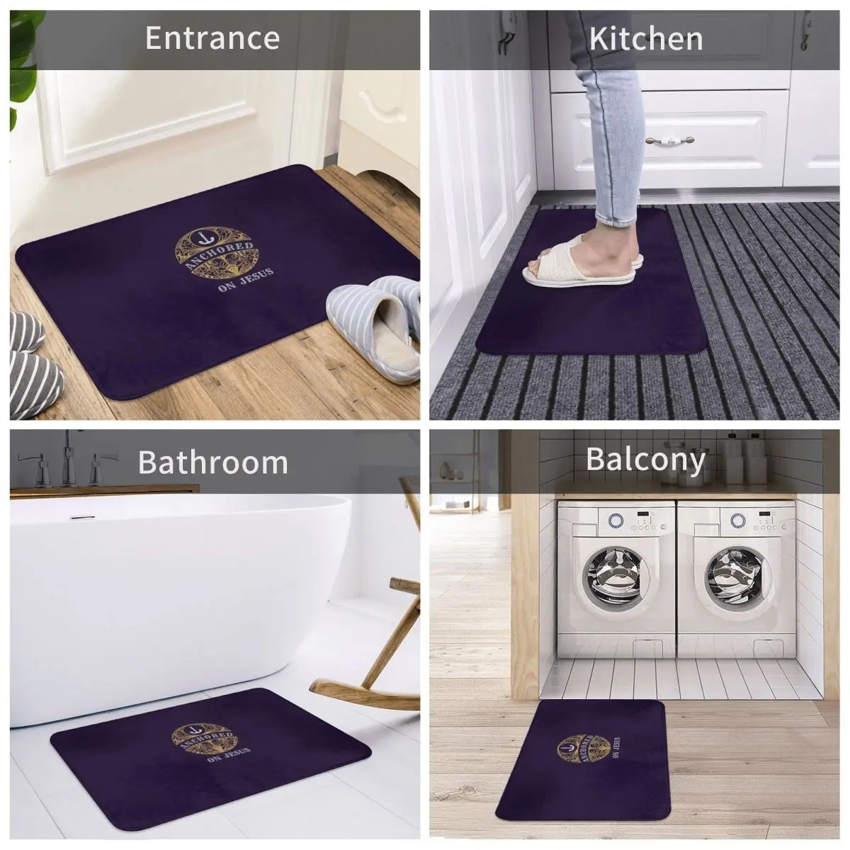 

Anchored On Jesus Bath Mat Decor 3D Rug Carpet Doormat Non-slip Entrance Living Room Home Kitchen Bedroom Sand Scraping Dust