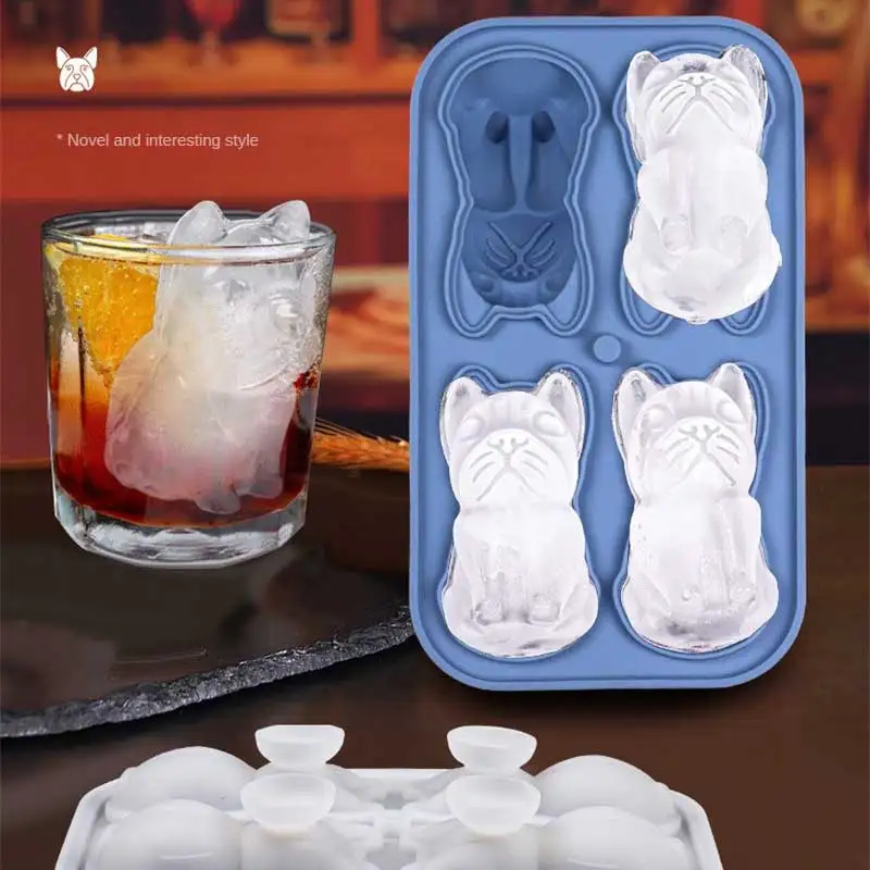 

Бытовая форма для льда, прочный портативный лоток для мороженого, мультяшный силиконовый лоток для льда с четырьмя сетками, аксессуары для напитков, лоток для льда, форма