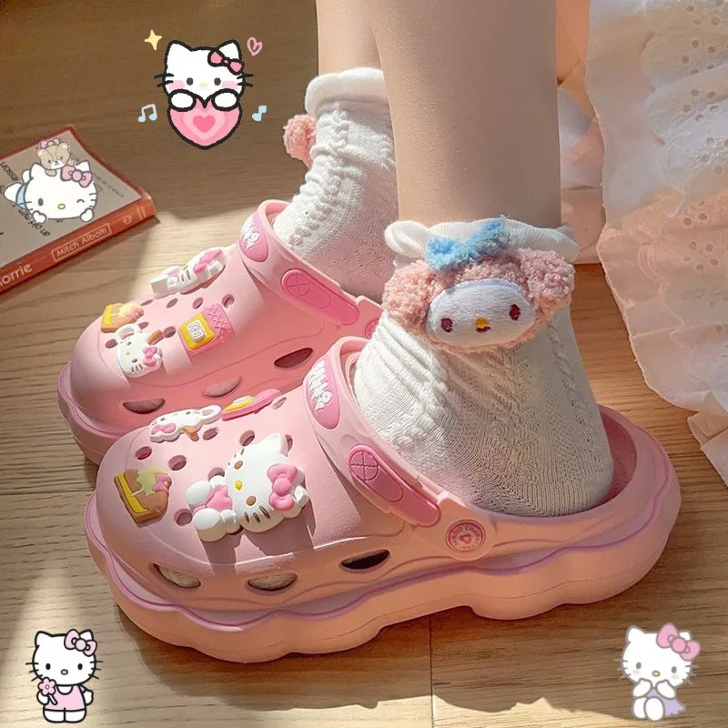 

Hellokitty Kuromi Cartoon Students Summer Hole Shoes Kawaii Hawaii Beach Shoes Anime Cinnamoroll Non Slip Sandals Cute Kid Gifts