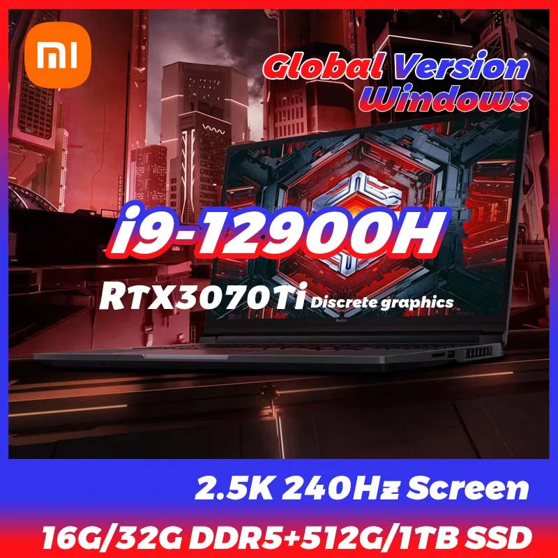 

Xiaomi Redmi G Pro Gaming Book Laptop 2022 Intel i9-12900H RTX3070Ti 16G/32G+512G/1TB SSD 2.5K 240Hz Game Notebook PC Customized