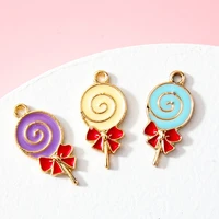 10pcs silver plated enamel sweety candy charm for jewerly making bracelet findings women pendant necklace earrings accessories