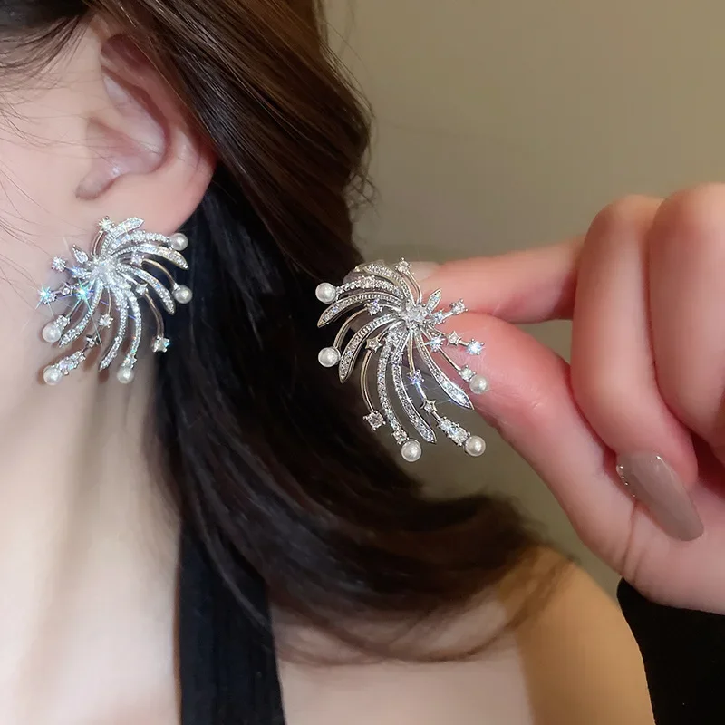 Minar стильные серьги-капли с кубическим цирконом и имитацией жемчуга фейерверка