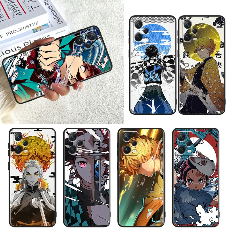 

Demon Slayer Phone Case For Xiaomi Redmi Note 11E 11T 11S 10T 10S 9S 9T 8T 7 Pro Plus Lite Max Black Cover