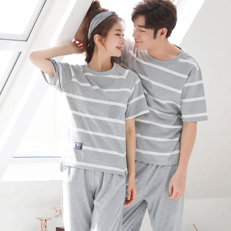 Летний пижамный комплект большого размера для пары мужская и женская одежда сна