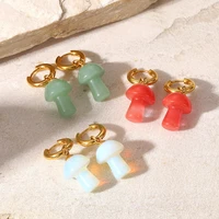yw gairu cute stone mushroom dangle modern party female earrings korean fashion particular stainless steel jewelry women 2022
