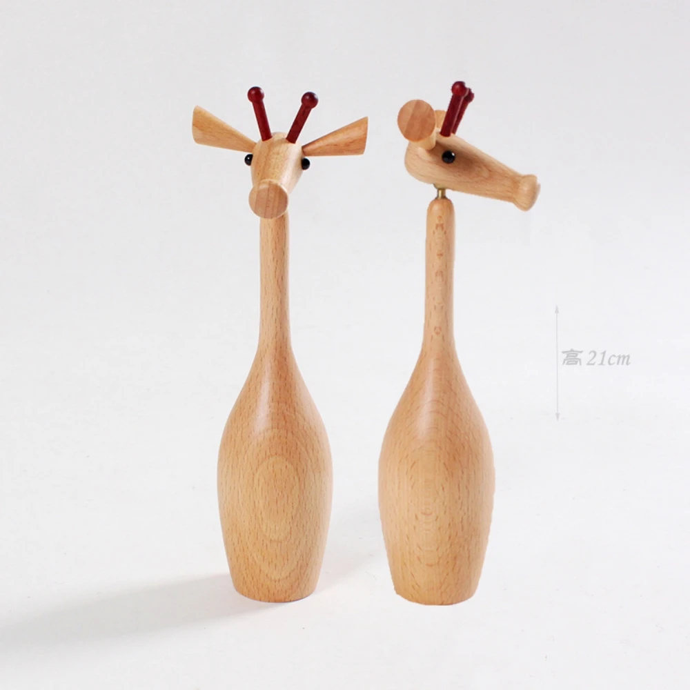

Home Decoration Upgraded Version Wooden Giraffe Beech Wood Home Decor Part Head Can Rotate 360 Degrees to Play Wooden Ornaments
