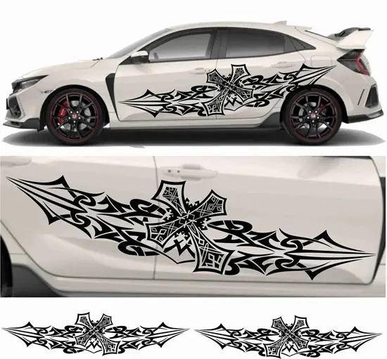 

Works with most car stickers side Tribal Cross Graphics Auto Parts Side Graphics Packing Sticker Decals