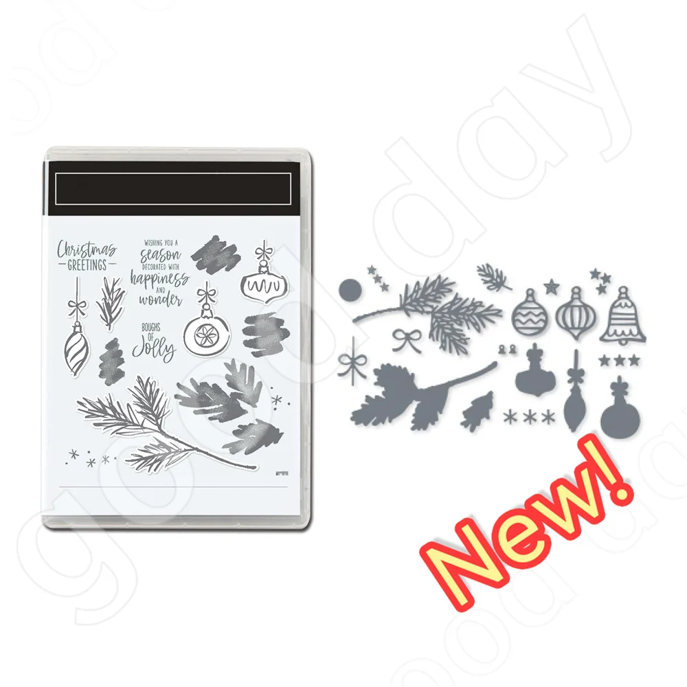 

2022 Christmas New Arrival christmas leaves Clear Stamps or Metal Cutting Dies Sets for DIY Craft Making Card Scrapbooking