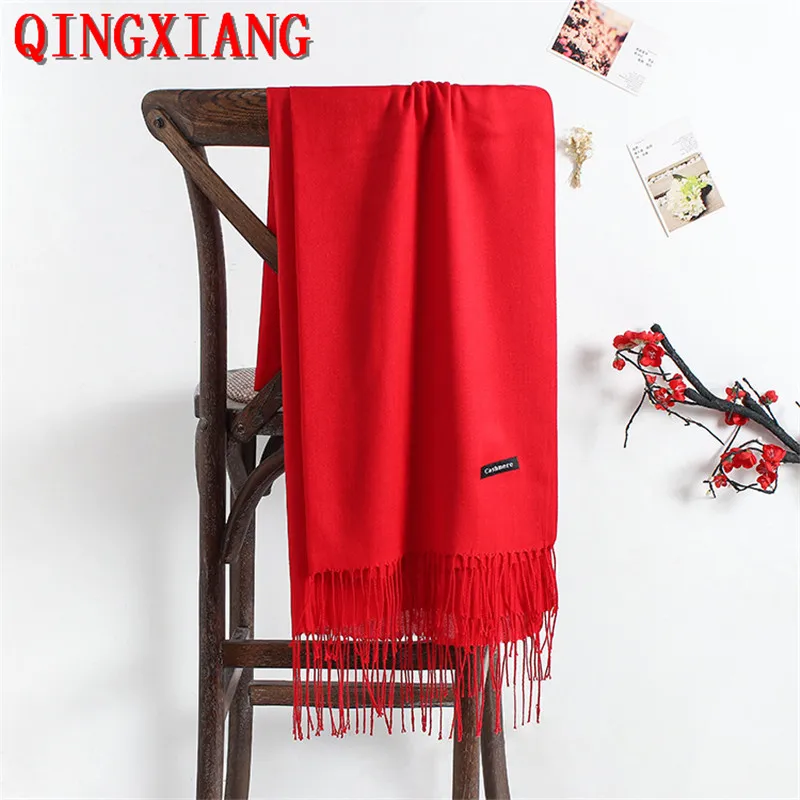 

24 Colors 150g 200g 250g Thin Thick Style Luxury Solid Color Scarf Unisex Ring Faux Cashmere Cotton Pashmina Tassels Women Wrap