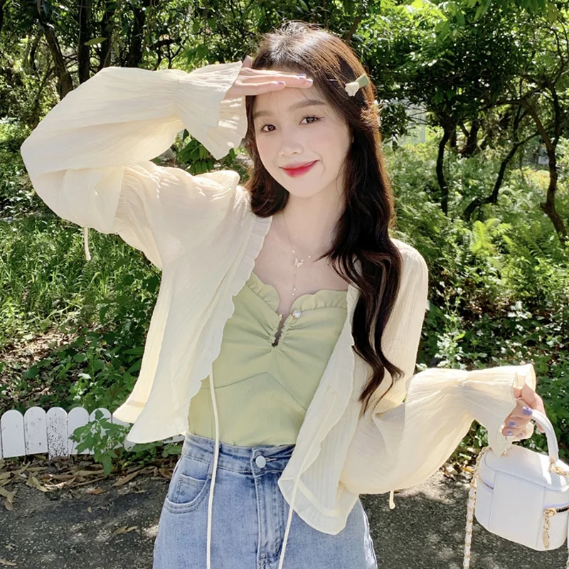 

Sunscreen Shirt Coat Women's Design Sense Niche Cardigan Summer Thin Fresh And Sweet Korean Style Chic Short Top For Women