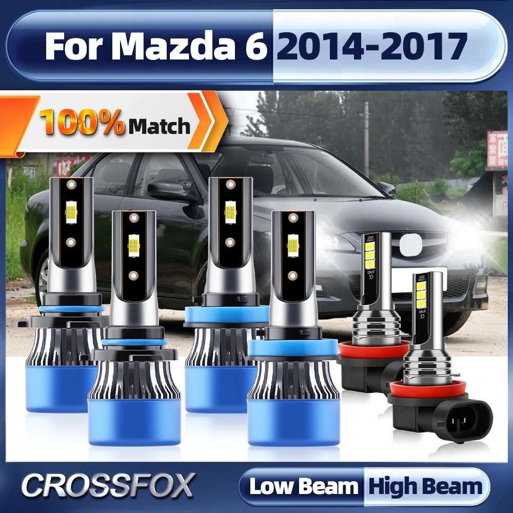 

Canbus светодиодный лампы для фар дальнего и ближнего света Автомобильные фары 12 В 6000 К белые чипы CSP Автомобильные противотуманные фары для Mazda 6 2014 2015 2016 2017