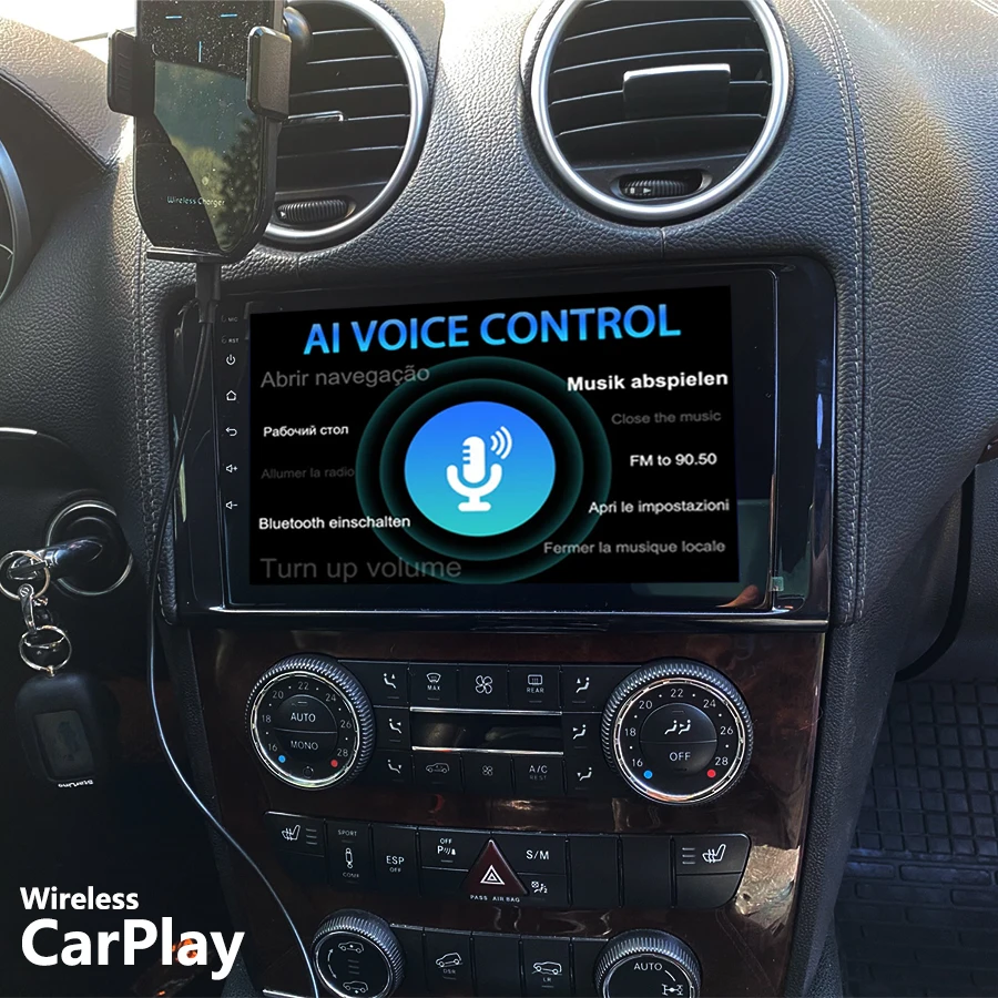 8 ГБ + 128 AI Voice Беспроводная автомобильная радиосистема CarPlay для Mercedes Benz ML GL W164 ML350