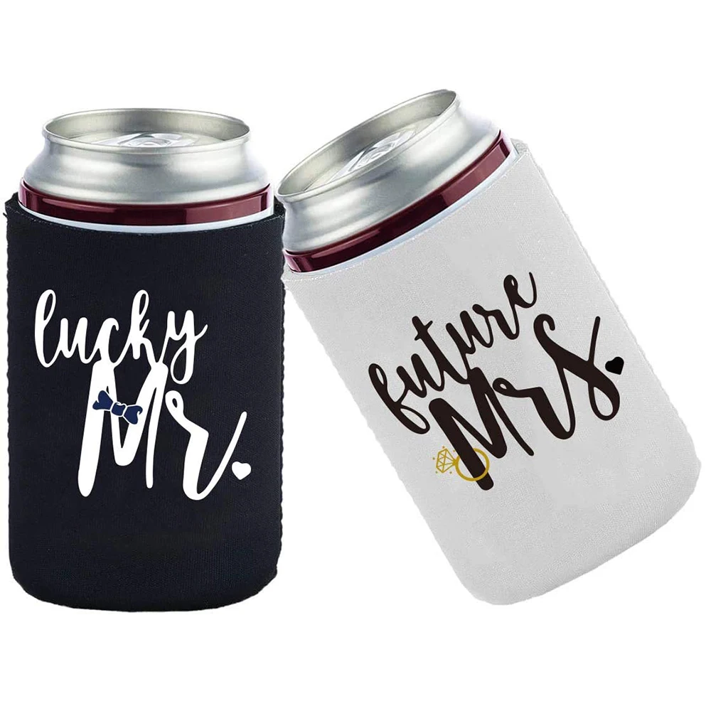 

Lucky Mr Future Mrs Can cooler Wedding engagement Bride Groom to be Bridal Shower bachelorette bachelor party Decoration Gift