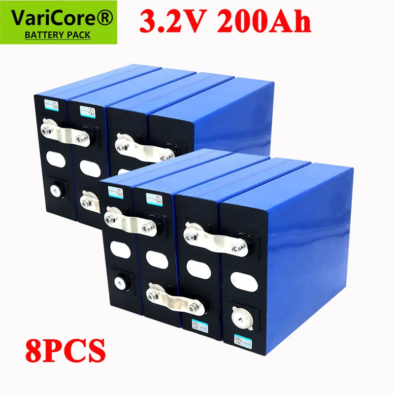 

8pcs 3.2V 200Ah LiFePO4 lithium battery 3.2v 3C Lithium iron phosphate battery for 4S 12V 24V battery inverter vehicle Yacht RV