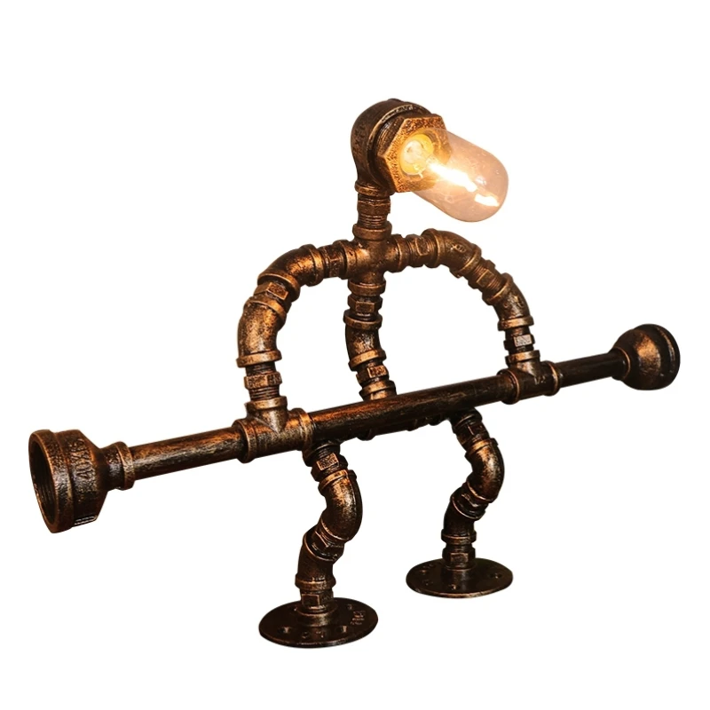 

Decorative Creative Punk Birthday Gift Coffee Bar Water Pipe Robot Table Lamp Decoration