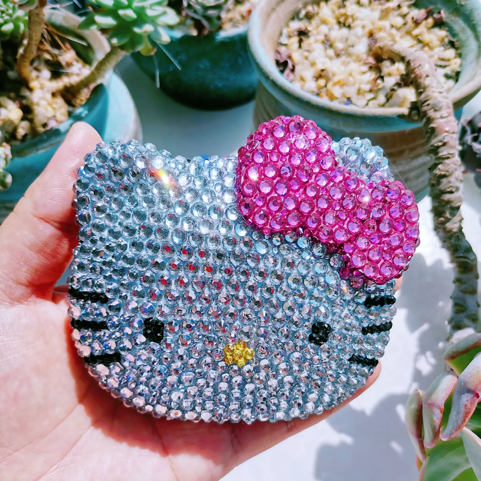 

Handmade Rhinestone Diamond-encrusted Mirror Comb Set Kawaii Mini Folding Makeup Mirror Girl Birthday Gift