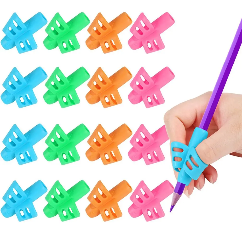 

16pcs/lot Kids Pen Holder Silicone Baby Learning Writing Tool Correction Device Pencil Grip Writing Aid Grip Stationery