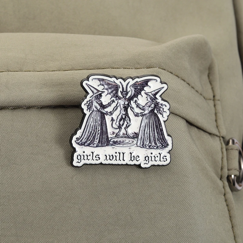 Эмалевый значок «Girls Will Be Girls», феминизм, ведьма, необычные женские броши в стиле готика и панк, украшения, подарки для друзей (art.: 3920d4c7b668f) - 3920d4c7b668f