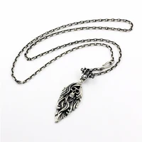 2022 New Pure S925 Silver Thai Handmade Dark Punk Goth Long Hair Skull Witch Personality Trendy Men And Women Pendant Gifts