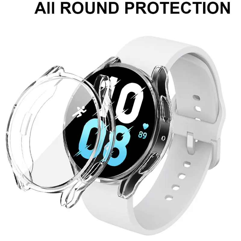 

Protector Case For Samsung Galaxy Watch 4 5 40mm 44mm Cover Coverage Silicone TPU Bumper Screen Protection Full Accessories